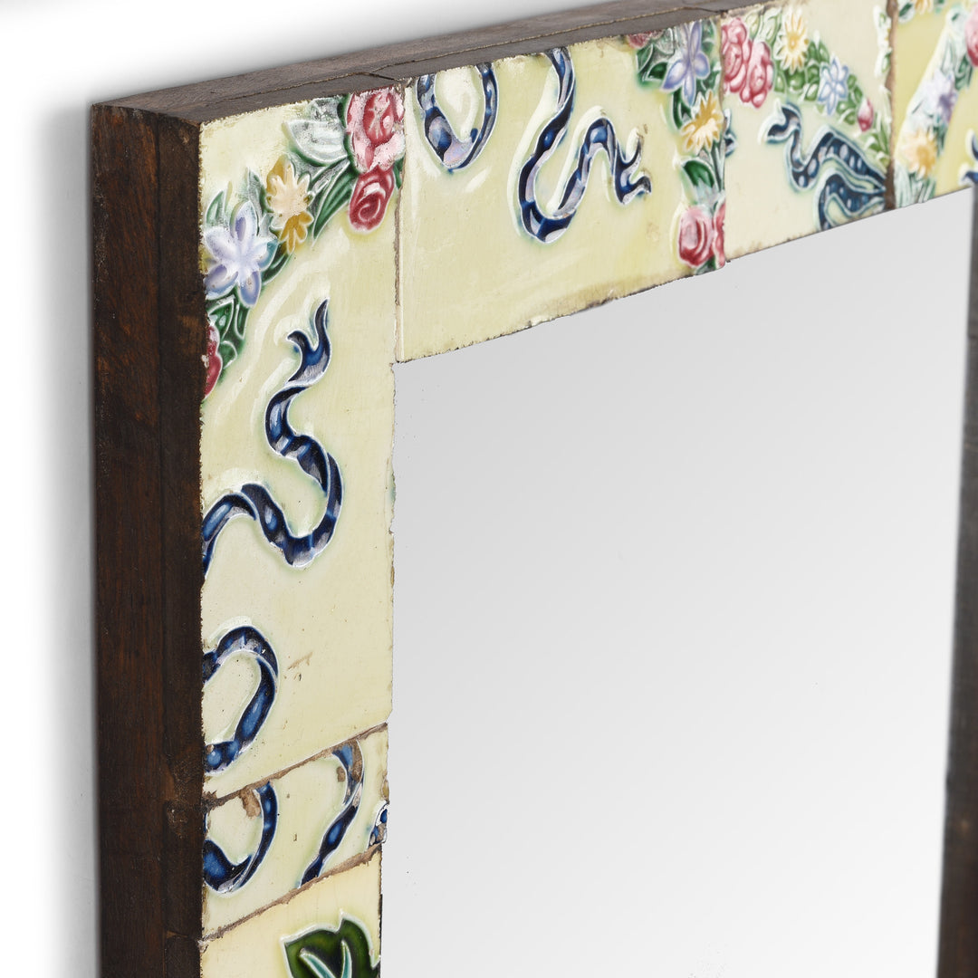 Depth Detail From Mirror Made From Old Japanese Ceramic Tiles | Indigo Antiques