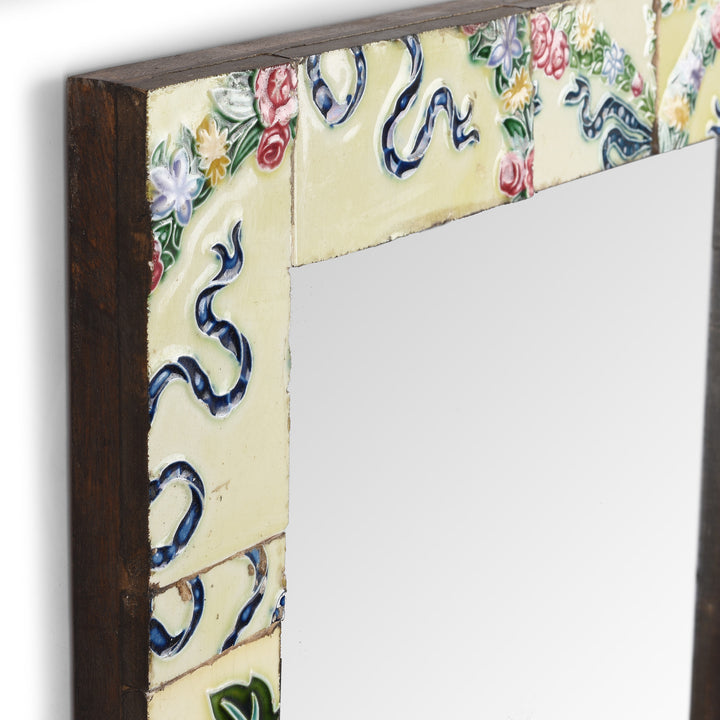 Depth Detail From Mirror Made From Old Japanese Ceramic Tiles | Indigo Antiques