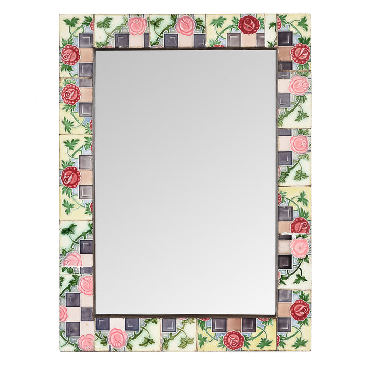 Mirror Made From Old Japanese Ceramic Tiles | Indigo Antiques