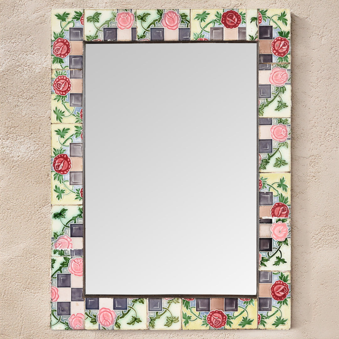 Mirror Made From Old Japanese Ceramic Tiles | Indigo Antiques