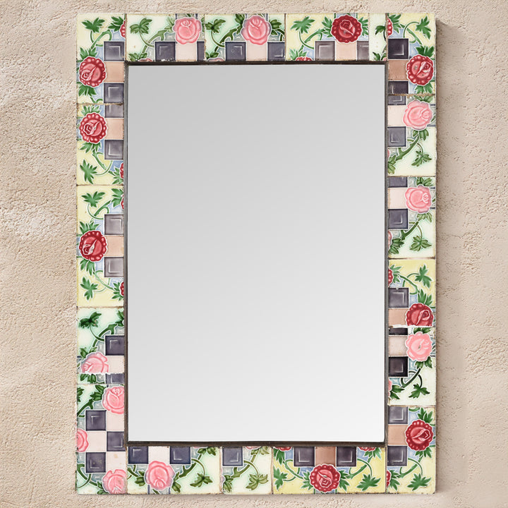 Mirror Made From Old Japanese Ceramic Tiles | Indigo Antiques