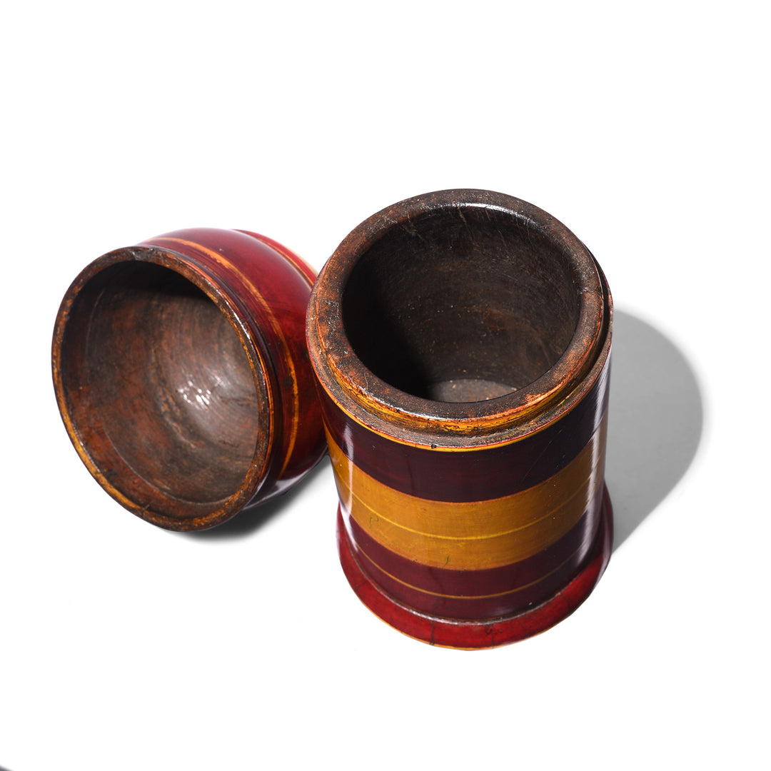 Lid Off View Of Reproduction Lacquer Pot From Rajasthan | Indigo Antiques