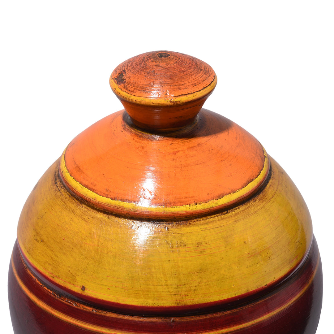Top Detail From Reproduction Lacquer Pot From Rajasthan | Indigo Antiques