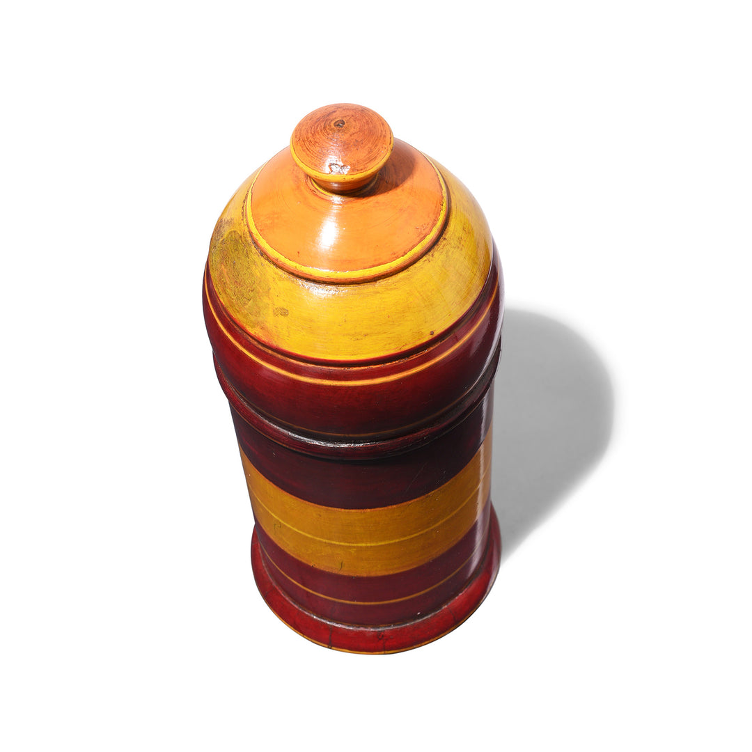 Top Down View Of Reproduction Lacquer Pot From Rajasthan | Indigo Antiques