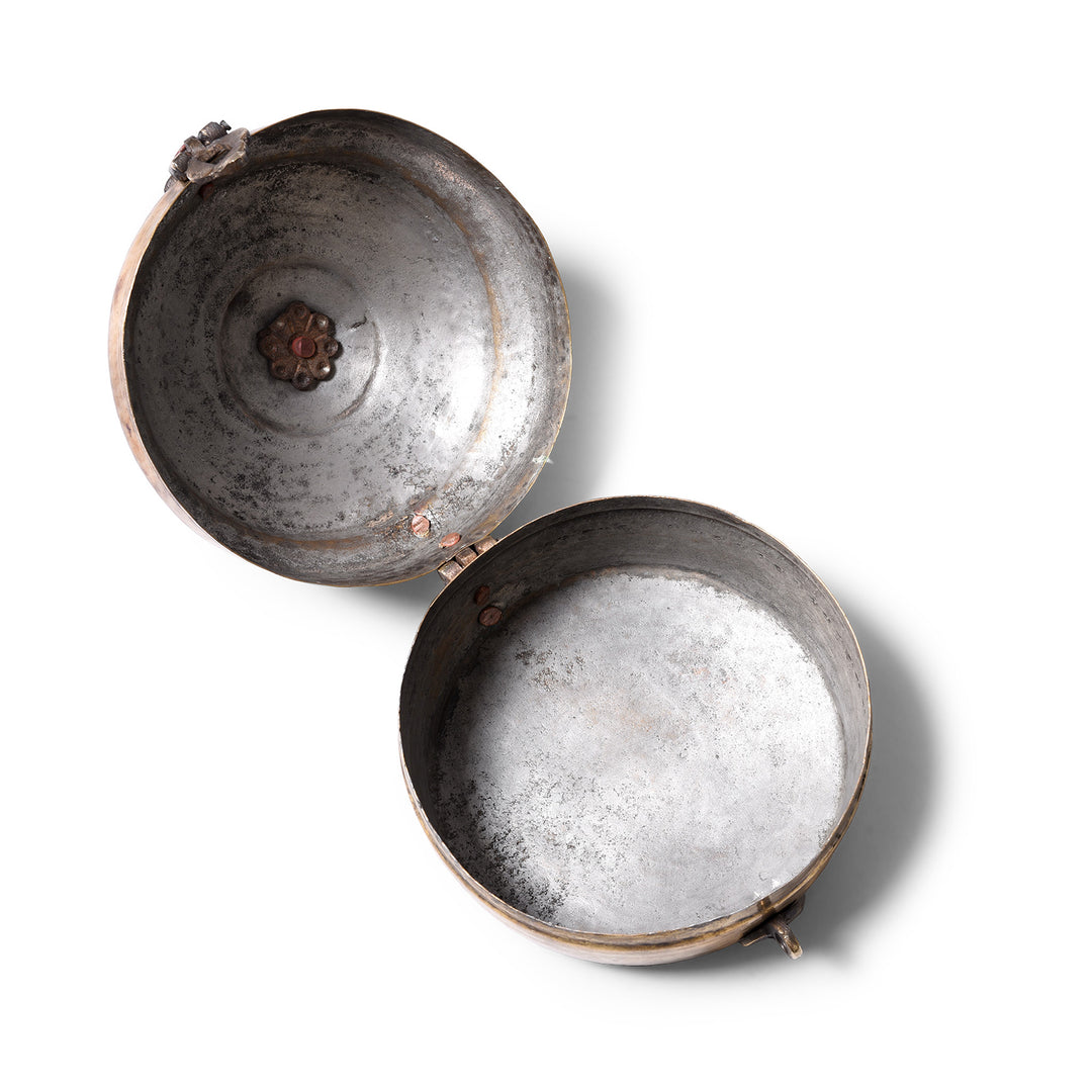 Interior Of Indian Brass Chapati Box - Ca 1920 | Indigo Antiques