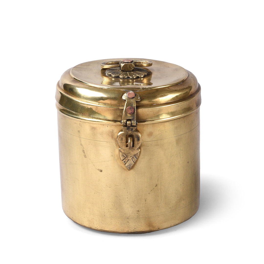Vintage Indian Brass Food Caddy From Bombay | Indigo Antiques