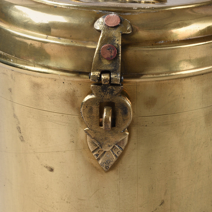 Latch Detail From Vintage Indian Brass Food Caddy From Bombay | Indigo Antiques