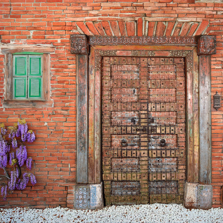 Painted Iron Bound Door From Gujarat - 19th Century