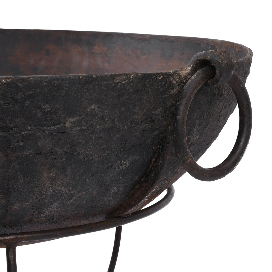 Handle Detail From Old Indian Original Kadai Fire Bowl | Indigo Antiques