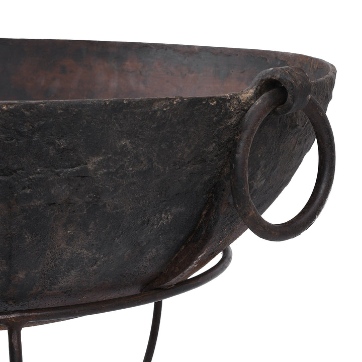 Handle Detail From Old Indian Original Kadai Fire Bowl | Indigo Antiques