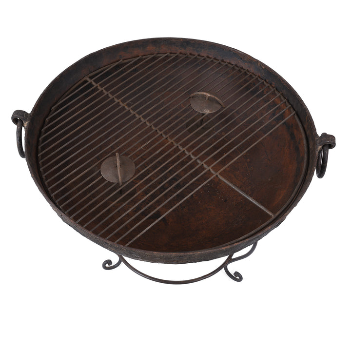 Grill View Of Old Indian Original Kadai Fire Bowl | Indigo Antiques