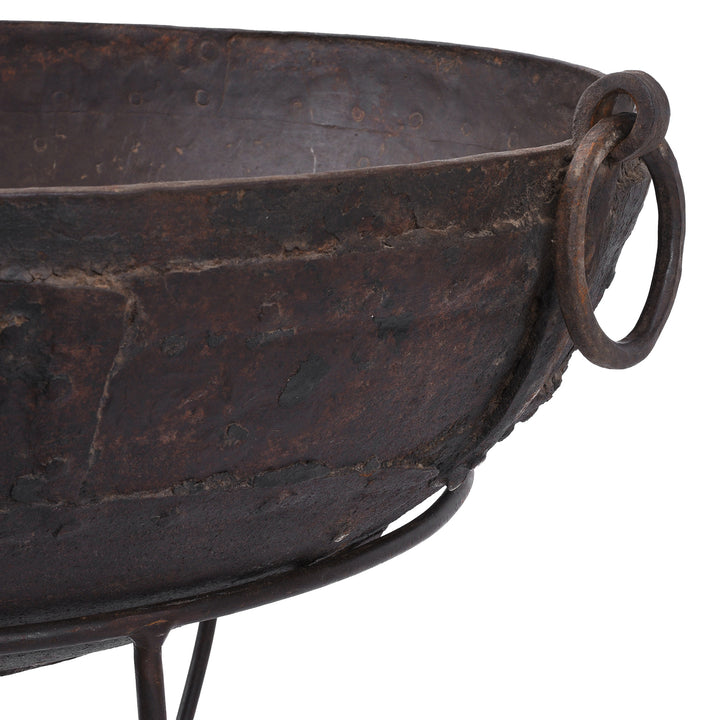 Handle Detail From Old Indian Original Kadai Fire Bowl | Indigo Antiques
