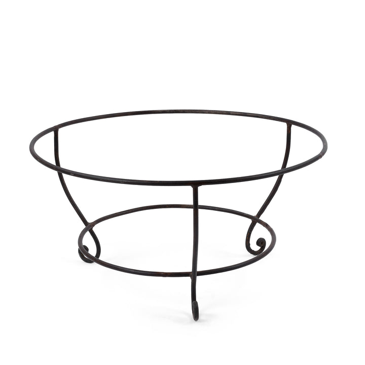 Antique Indian Kadai Fire Bowl With Grill On Stand Hand Forged Iron Rajasthan 1920s