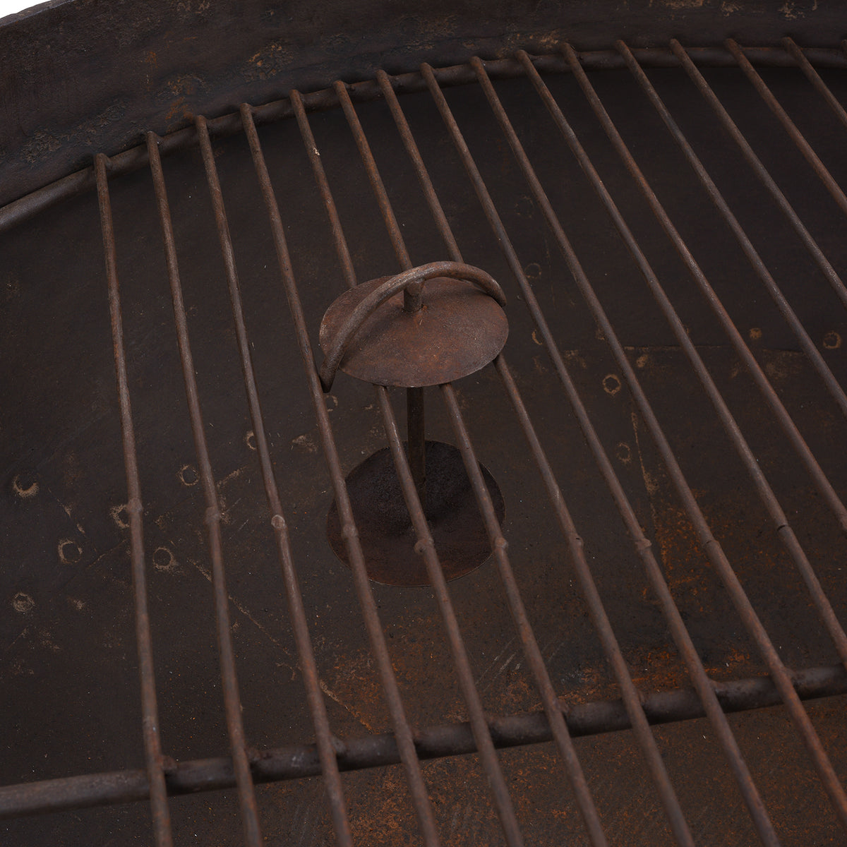 Antique Indian Kadai Fire Bowl With Grill On Stand Hand Forged Iron Rajasthan 1920s