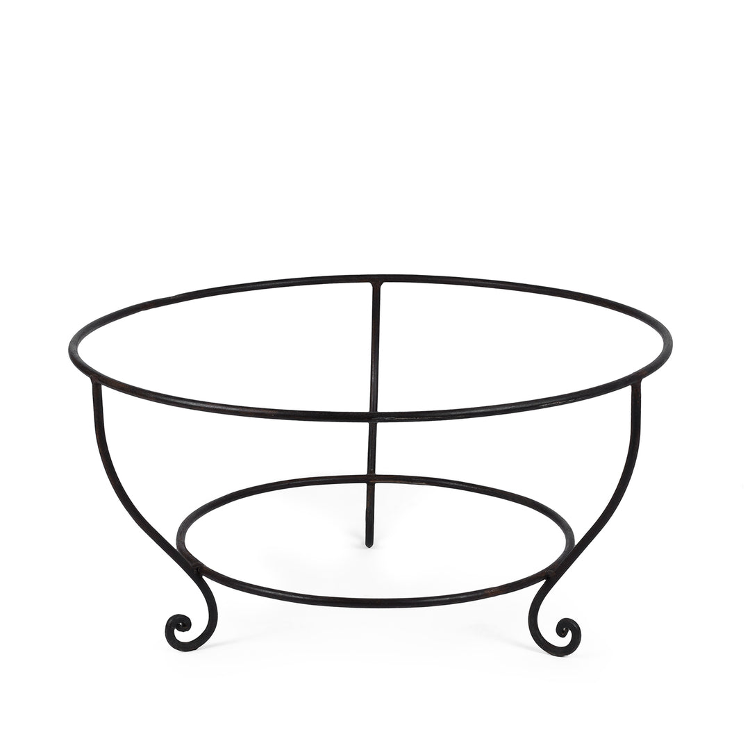 Stand From Antique Indian Kadai Fire Bowl With Grill On Stand Hand Forged Iron Rajasthan 1920s