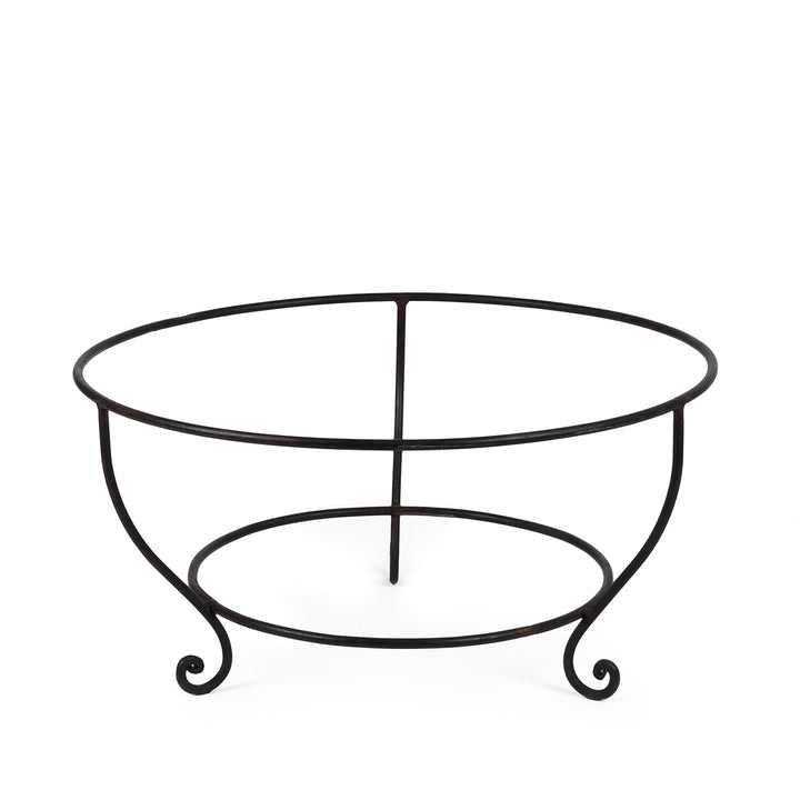 Stand From Antique Indian Kadai Fire Bowl With Grill On Stand Hand Forged Iron Rajasthan 1920s