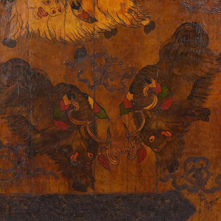 Yak Detail From Vintage Tibetan Yak Door With Original Paint | Indigo Antiques