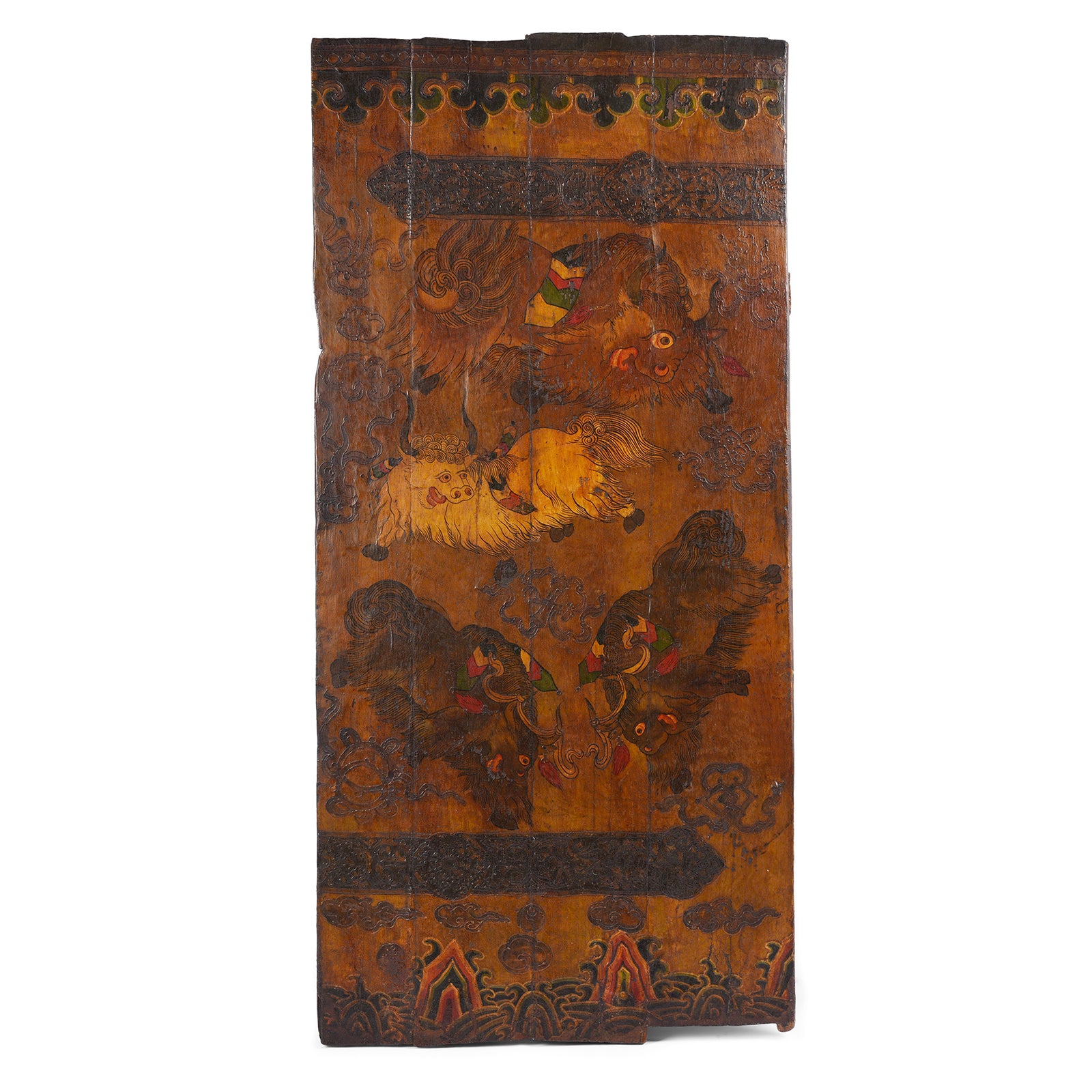 Vintage Tibetan Yak Door With Original Paint | Indigo Antiques