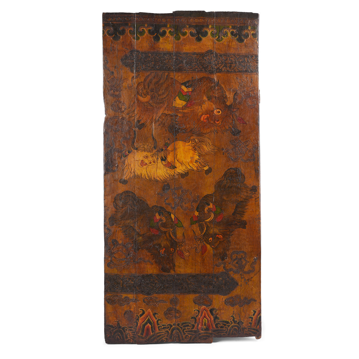 Vintage Tibetan Yak Door With Original Paint | Indigo Antiques