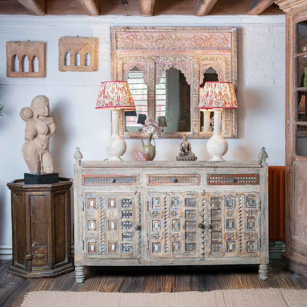 Mughal interior decor with traditional Indian furniture & damchiya dowry chests