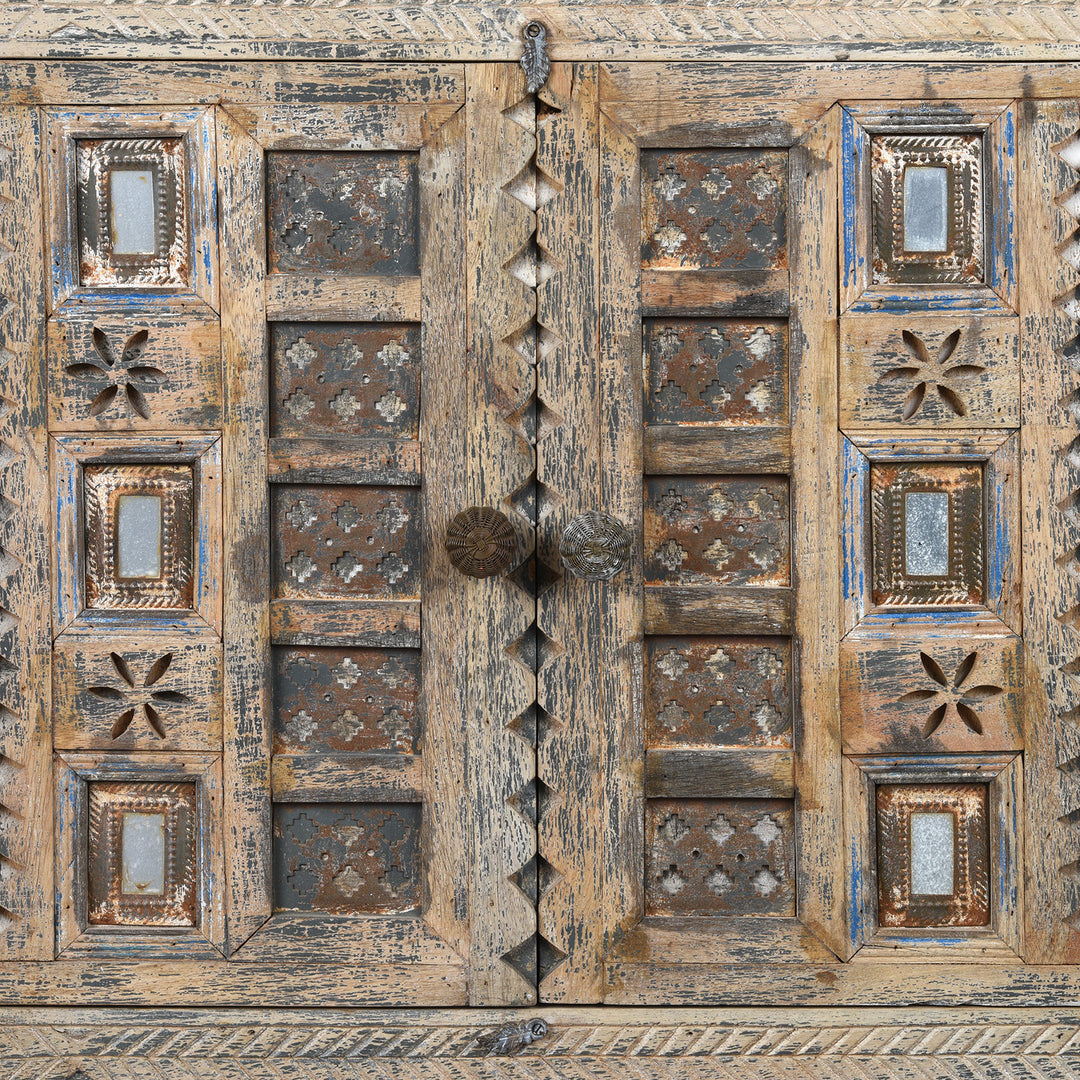 Doors Detail From Long Damchiya Sideboard From Kutch | Indigo Antiques