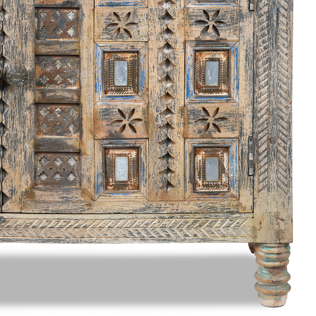 Leg Detail From Long Damchiya Sideboard From Kutch | Indigo Antiques