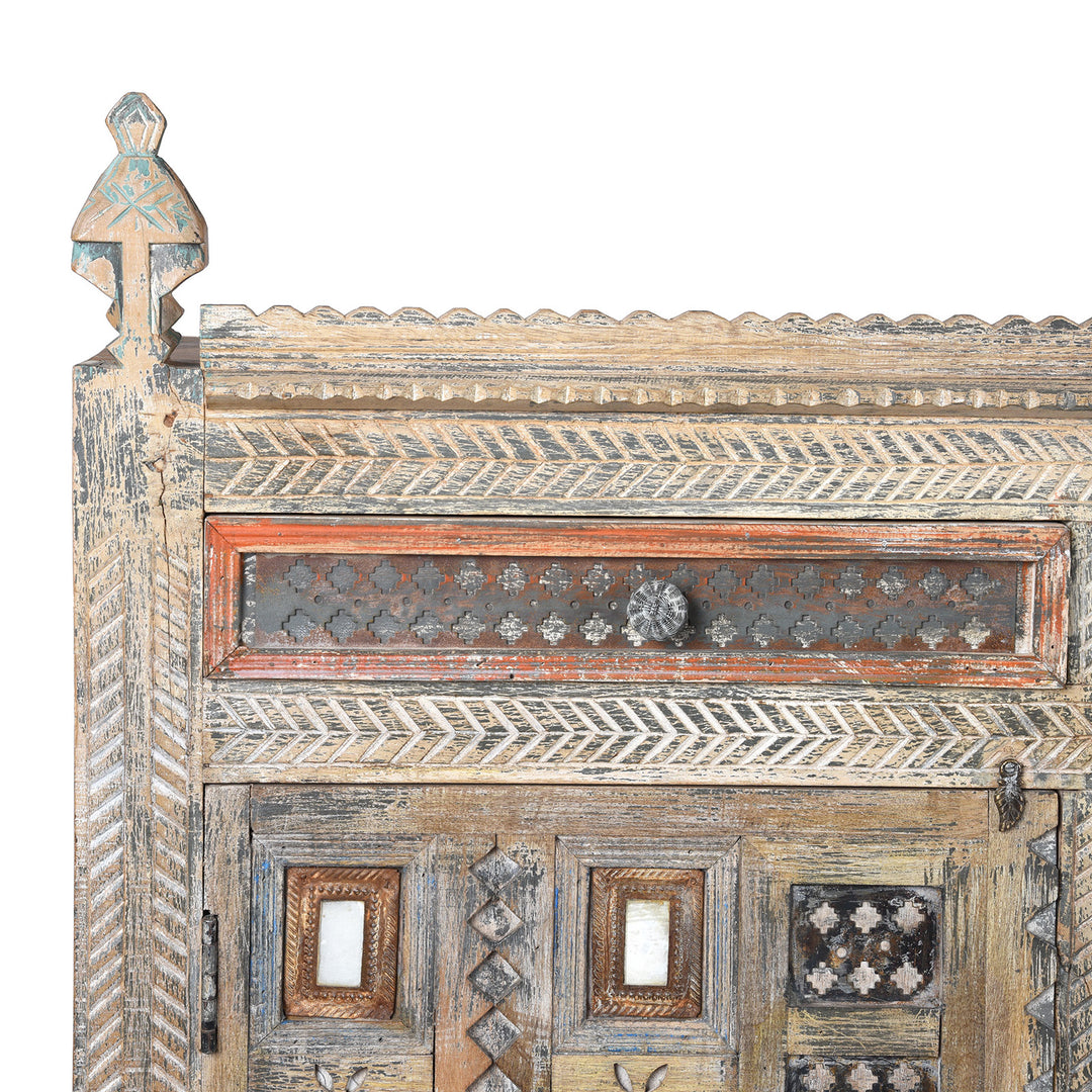 Corner Detail From Long Damchiya Sideboard From Kutch | Indigo Antiques