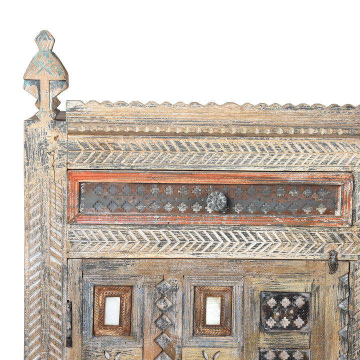 Corner Detail From Long Damchiya Sideboard From Kutch | Indigo Antiques