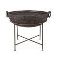 Old Kadai Fire Bowl on Stand - Ca 1920 - 95cm