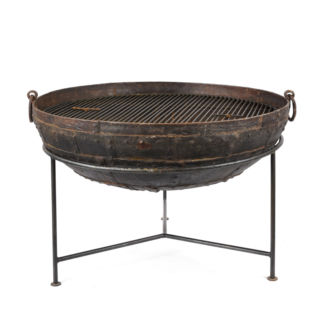 Old Indian Original Kadai Fire Bowl - 90cm diameter | Indigo Antiques