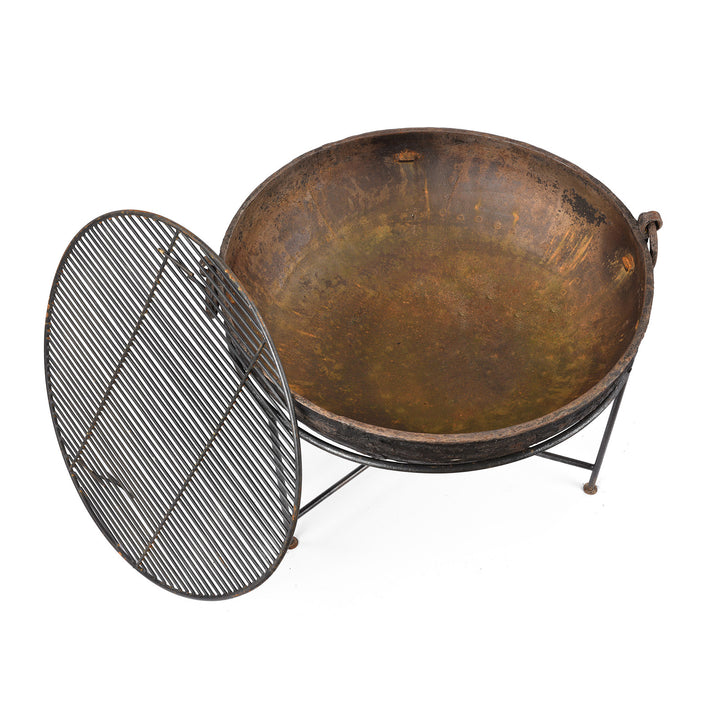 Top Down View Of Old Indian Original Kadai Fire Bowl - 88cm diameter | Indigo Antiques