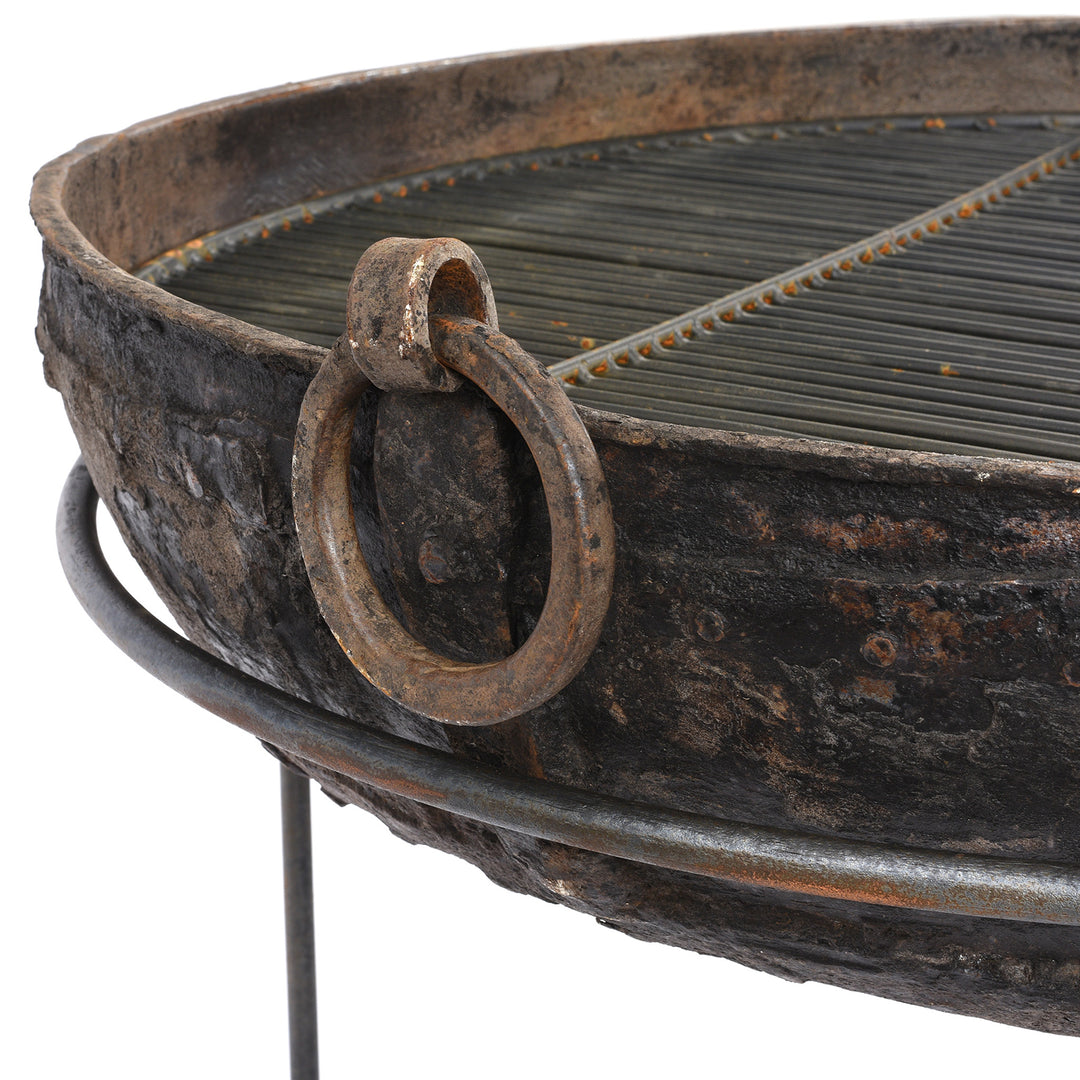 Handle Detail From Old Indian Original Kadai Fire Bowl - 88cm diameter | Indigo Antiques
