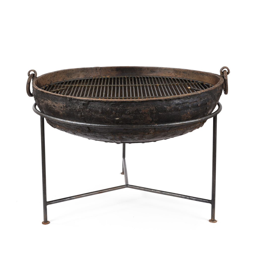 Old Kadai Fire Bowl on Stand - Ca 1920 - 88cm