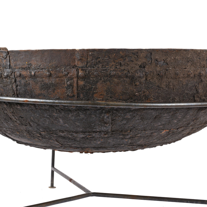 Old Indian Original Kadai Fire Bowl - 112cm diameter | Indigo Antiques
