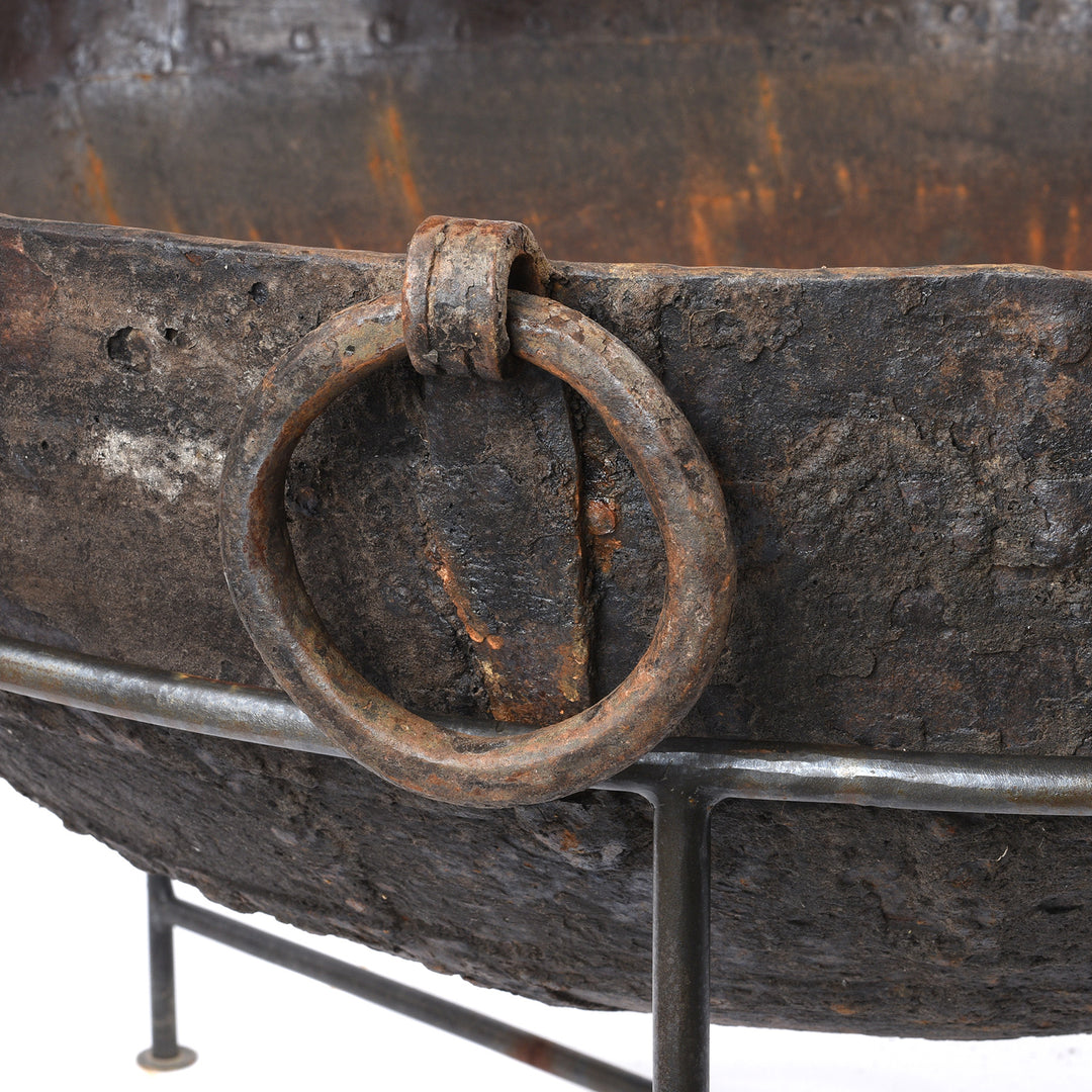 Old Indian Original Kadai Fire Bowl - 112cm diameter | Indigo Antiques
