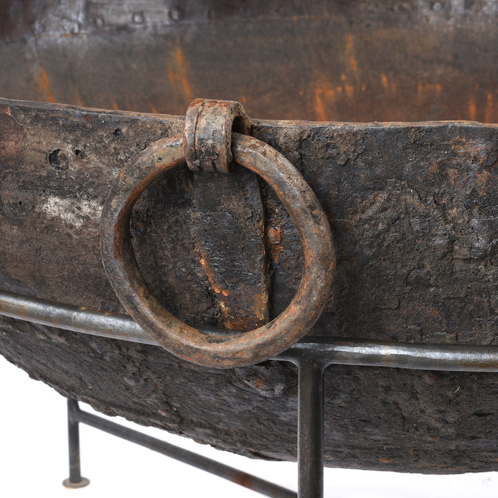 Old Indian Original Kadai Fire Bowl - 112cm diameter | Indigo Antiques