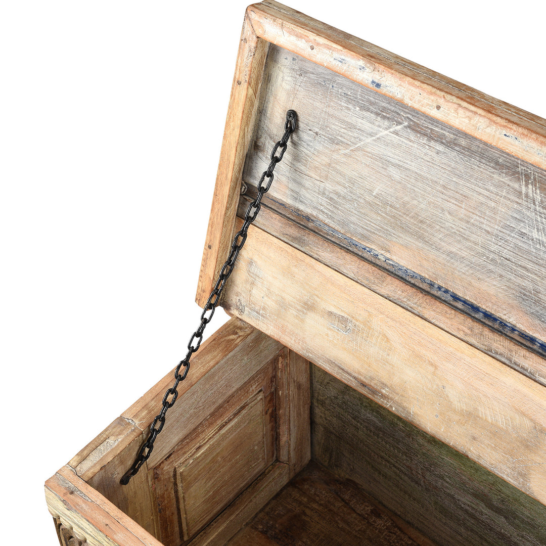 Chain View Of Reclaimed Teak & Printing Block Blanket Chest With Painted Finish | Indigo Antiques