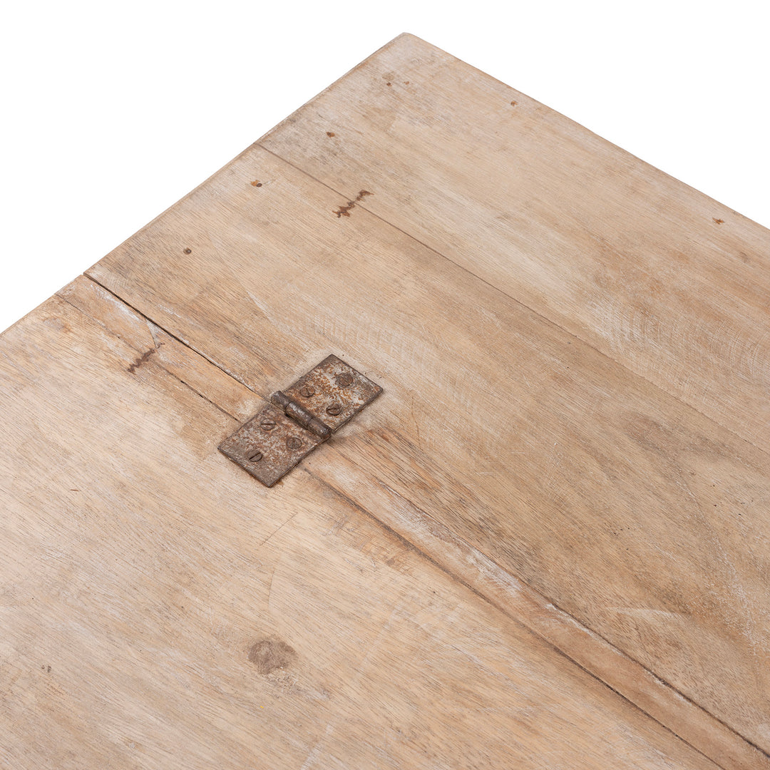 Surface Detail From Carved Blanket Chest Made From Reclaimed Painted Teak | Indigo Antiques