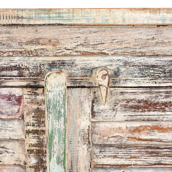 Detail From Painted Indian Louvre Cabinet Made From Reclaimed Teak | Indigo Antiques