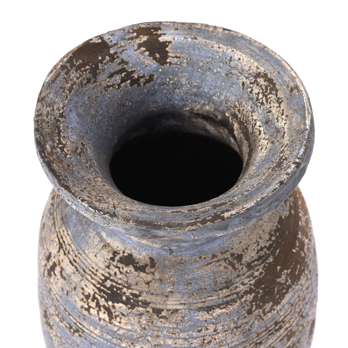 Detail From Blue Vintage Indian Neem Wood Pot From Kullu | Indigo Antiques