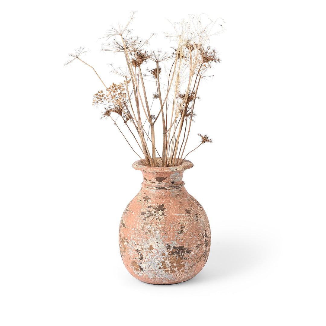 Pink Vintage Indian Neem Wood Pot From Kullu | Indigo Antiques