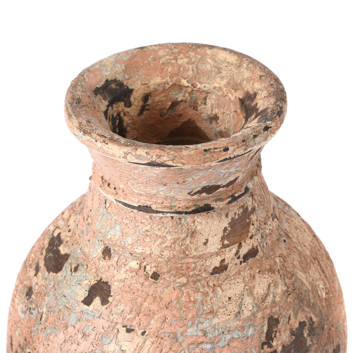 Detail From Pink Vintage Indian Neem Wood Pot From Kullu | Indigo Antiques