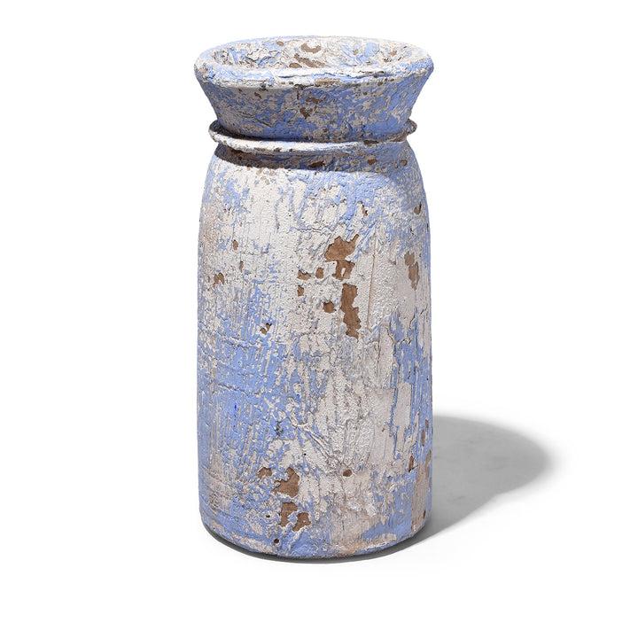 Vintage Painted Indian Wood Pot | Indigo Antiques