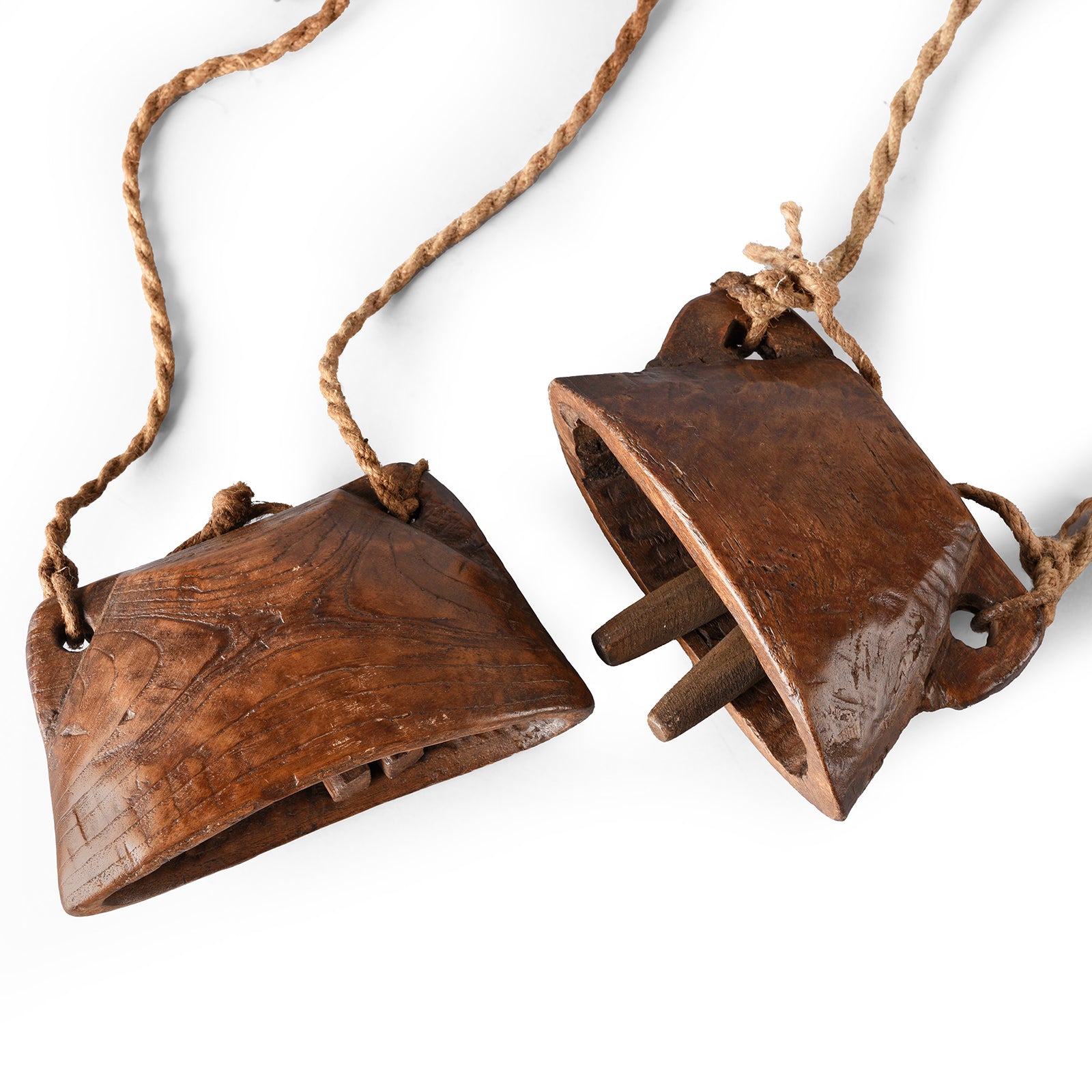 Carved Teak Cow Bell From Rajasthan | Indigo Antiques