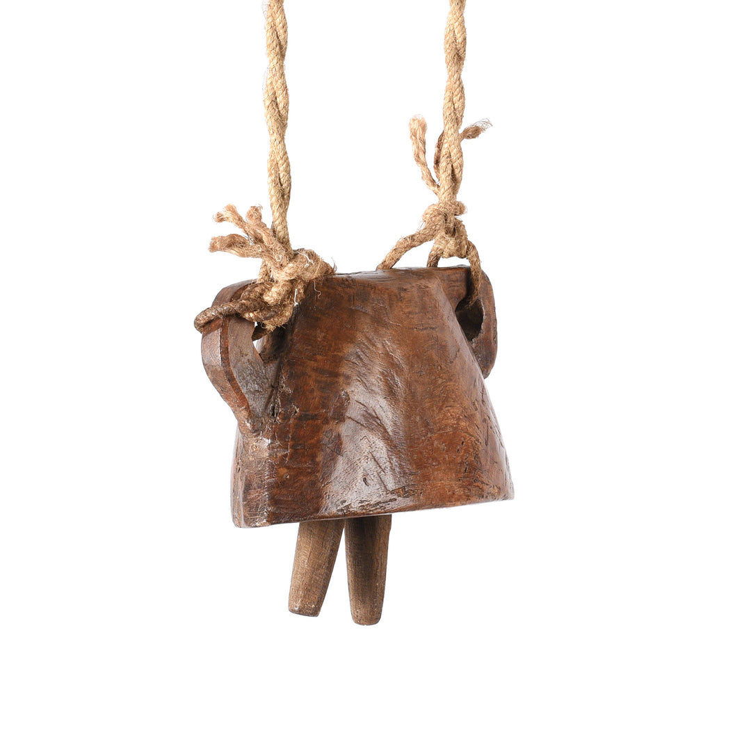 Carved Teak Cow Bell From Rajasthan | Indigo Antiques