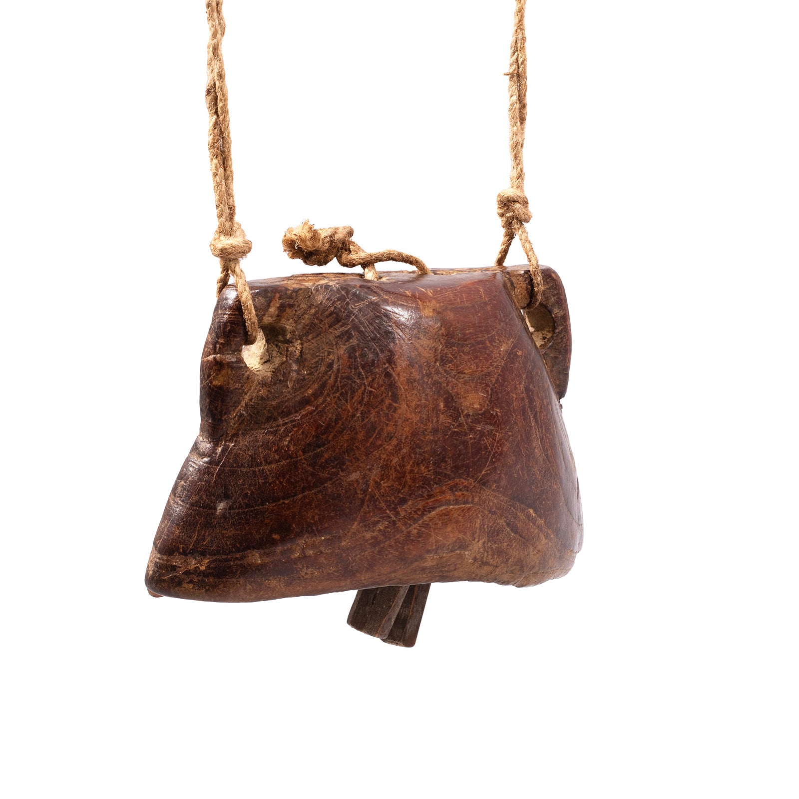 Carved Teak Cow Bell From Rajasthan | Indigo Antiques