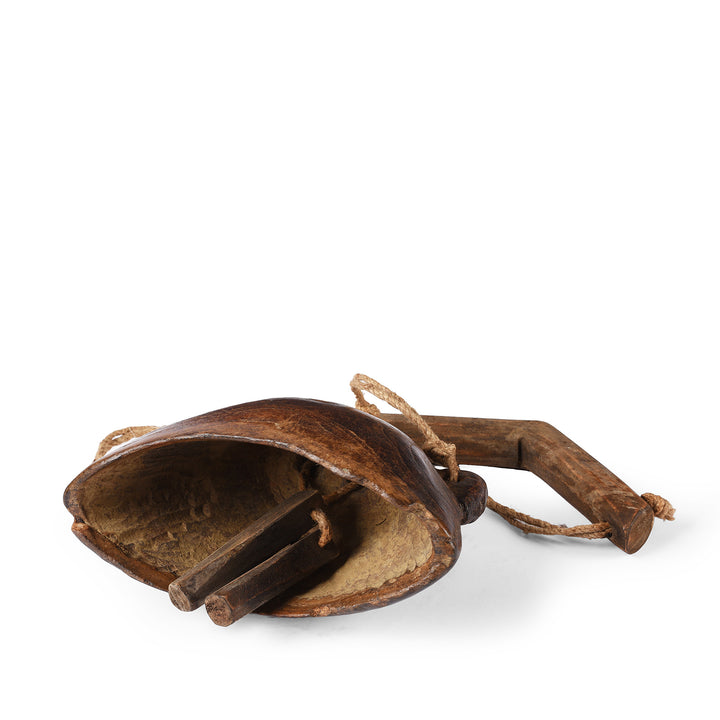 Carved Teak Cow Bell From Rajasthan | Indigo Antiques