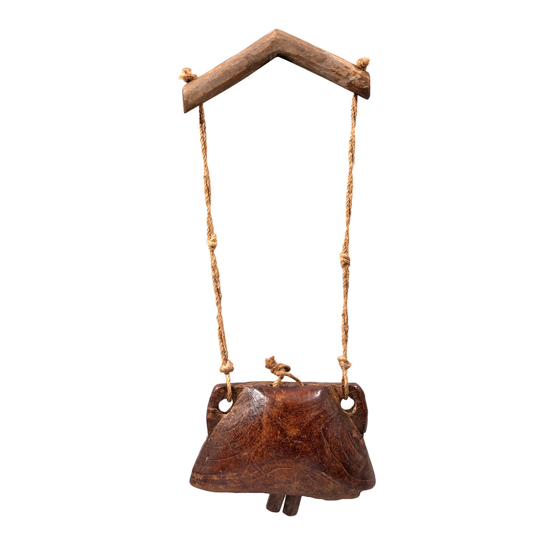 Carved Teak Cow Bell From Rajasthan | Indigo Antiques