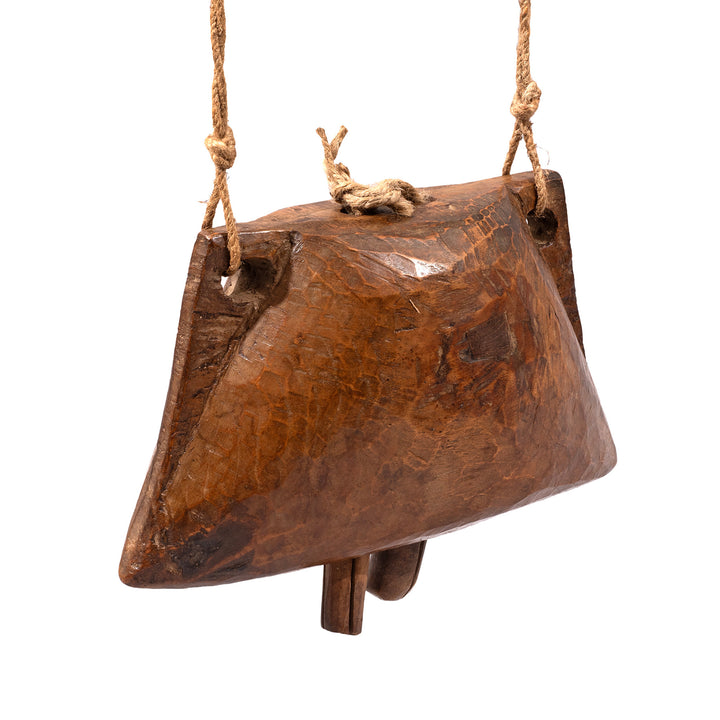Carved Teak Cow Bell From Rajasthan | Indigo Antiques
