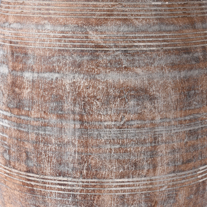 Turn Line Detail From Old Wooden Milk Pot From Himachal Pradesh | Indigo Antiques